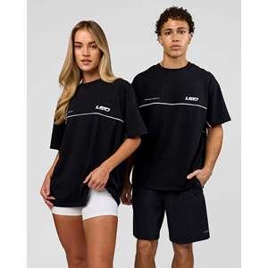 เสื้อยืดโอเวอร์ไซส์ทรงเข้ารูป น้ำหนักมาก สีดำ-ขาว ผ้าคอตตอนผสมพรีเมียม พิมพ์ลายซิลค์สกรีน - Product Image 2