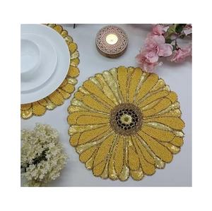 Vintage Solid <b>Gold</b> Beads Handmade Eco-Friendly Durable <b>Placemat</b> for Home Kitchen Table Use Wedding Party Gift - Product Image 1