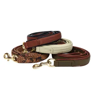 Logotipo personalizado Em Estoque Profissional Durable Genuine Leather Dog Leashes Serviço OEM Boa qualidade Durable Cowhide Leather Leashes