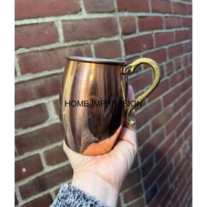 100% tasse à boire en cuivre pur personnalisée en gros tasse en cuivre pour boisson à l'eau personnalisée avec poignée en laiton pour les hôtels et la fête de mariage - Product Image 1