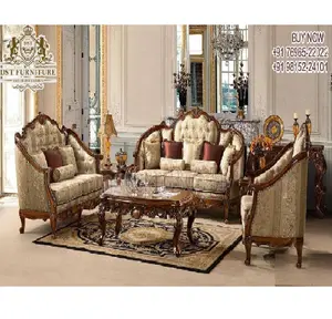 经典仿古风格客厅沙发套装最佳客厅手工雕刻柚木沙发套装意大利风格客厅家具