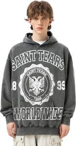 Men's Vintage Washed <b>Graphic</b> <b>Hoodie</b> with <b>Zip</b>-<b>up</b> Pullover Coat Warm Cotton Outerwear with Digital Printing Graffiti - Product Image 3