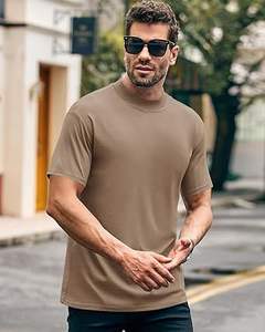 Custom Vintage Summer Sports Tshirt Men's 100% Cotton Oversized Drop Shoulder Mock Neck <b>T</b>-<b>shirt</b> Extended Breathable Boxy <b>Shirts</b> - Product Image 3