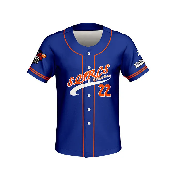 Fast delivery Custom Printing Baseball Plain Shirts Blue Baseball Jersey Outfit Mens Sublimation Cheap Price Baseball jersey