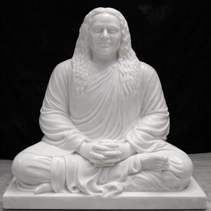 Statue en marbre artisanale élégante de Paramhansa Yogananda Swami Kriya Yog, sculpture indienne traditionnelle pour jardin et temple - Product Image 1