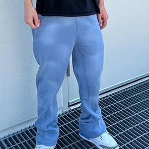 Custom Vintage Flared Joggers Pantalones de chándal de algodón lavado, Y2K Streetwear OEM Factory. - Product Image 4