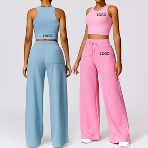 Offre Spéciale Fitness débardeur et cordon évasé pantalon Gym Yoga ensemble vêtements rationaliser Fitness vêtements de sport femmes ensembles - Product Image 1