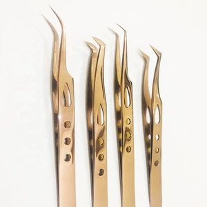 แหนบต่อขนตาแบบญี่ปุ่นทำด้วยมือแหนบต่อขนตาแบบเส้นใยสีทองรูปกุหลาบแบบกำหนดเอง - Product Image 2