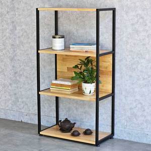 Étagère à 4 niveaux moderne 60x30x110cm en bois d'hévéa avec structure en fer KS68227 pour salon, bureau et chambre d'enfant - Product Image 6