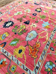 เซ็ตพรมขนแกะสีชมพูลายกุหลาบสไตล์เปอร์เซียพรมปูพื้นคุณภาพสูงขนาด5x8สำหรับห้องนั่งเล่นบ้านทำจากผ้าฝ้าย - Product Image 6