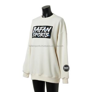 Sweat-shirt oversize pour femme en tissu polaire en coton GSM, couleur crème, logo personnalisé, impression sérigraphique, style décontracté, sweat-shirt respirant pour femme - Product Image 4