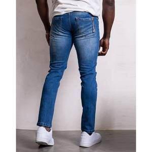 กางเกงยีนส์ผ้ายีนส์ชายทรงสลิมฟิตสีน้ำเงินขาดจากร้าน imperio - Product Image 3