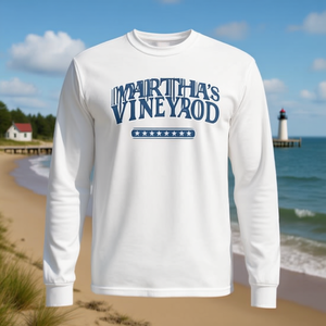 T-shirt à manches longues Martha's Vineyard Massachusetts, T-shirt promotionnel sur le thème des États-Unis de la marque MASS, avec l'iconographie emblématique de Boston - Product Image 3