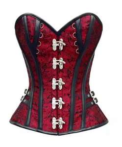 OEM ODM Gothic Waist Trainer Front Busk Clasp Closure Over Bust Bustier Steel Boned <b>Shapers</b> Leather Boning Laces Modesty Panels - Product Image 1