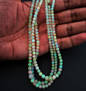 Perles d'opale de feu éthiopienne 16 pouces brin 32 CT variété lisse 3-6mm boule naturelle blanc vert rouge traité thermiquement pierres précieuses en vrac" - Product Image 4