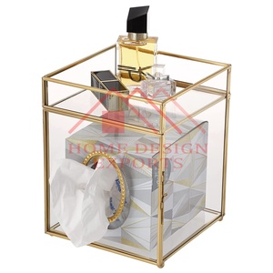 Porte-boîte à mouchoirs en verre avec plateau organisateur de maquillage de beauté Boîte de couverture de serviette multifonctionnelle pour hôtels et restaurants - Product Image 2
