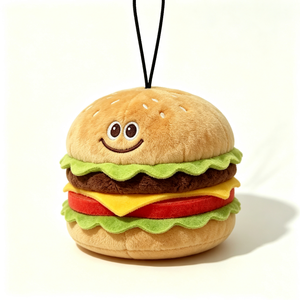 Pochette en peluche personnalisée en forme de hamburger, porte-monnaie en peluche en forme de burger, sac à fermeture éclair en peluche sur le thème de la restauration rapide - Product Image 2