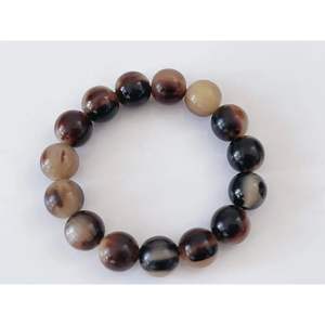 Pulsera de cuentas de cuerno de vaca ecológica hecha a mano Natural redonda pulida elegante moderna joyería Tribal Unisex - Product Image 4