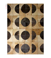 Luxuriöser Hotelqualitäts-Teppich mit Stickerei, Lederbesatz und Rutschfester Oberfläche, Haustierfreundlich, Modernes Design mit Geometrischem Muster für Luxuriöse Bereiche