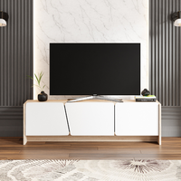 Ensemble de 2 meubles modernes et luxueux pour le salon Meuble de télévision tendance très brillant avec dessus en faux marbre Meuble pour téléviseur rectangulaire Fabricant turc