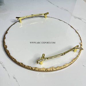 ถาดเสิร์ฟอาหารหินอ่อนสีเขียวสำหรับตกแต่งโต๊ะเซิร์ฟเวอร์อาหารสำหรับงานเลี้ยงงานแต่งงานและบ้าน - Product Image 4