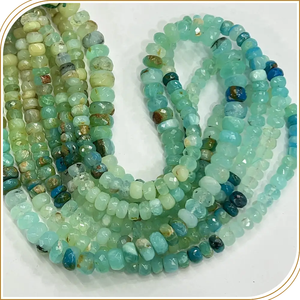 Perles de pierre rondelle à facettes en opale bleue péruvienne naturelle 6-6.5mm environ 8 pouces - Product Image 5