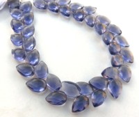 Perles de grenat facettées en verre hydrofuge naturel bleu de haute qualité, 10x7mm, brin de 7,5 pouces, pierres précieuses en vrac percées en diagonale