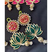 Dekorasi Dinding Art Deco Buatan Tangan Elegan Motif Teratai Shubh Labh Acara Perayaan Dekorasi Rumah Anggun Ulang Tahun Diwali AARNA
