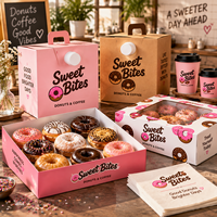 Boîtes à donuts personnalisées AT PACK avec fenêtre et poignée, emballages de boulangerie haut de gamme pour donuts, cafés et desserts