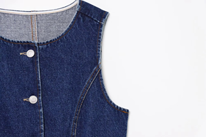 Gilet en jean unisexe pour homme et femme, nouveau design tendance, sans manches, veste en jean, veste en jean à capuche pour femme, fabrication en usine - Product Image 2