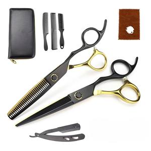 Kit de ciseaux de coiffure professionnels légers et écologiques en acier inoxydable noir et or de 6,0 pouces personnalisables - Product Image 6
