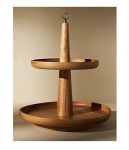 Soporte Redondo de 2 Niveles para Servir Pasteles, de Madera de Mango Decorativa, Diseño Moderno, Hecho a Mano, para Fiestas - Product Image 5