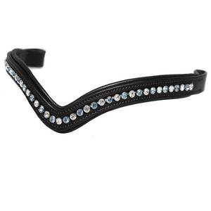 Cristales multicolores personalizados, mega Bling con incrustaciones de diamantes de imitación, forma de onda, canal vacío, cuero acolchado, banda para la frente de caballo en mazorca completa - Product Image 2