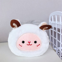Monedero de Peluche Mini Kawaii con Diseño de Dibujos Animados, Bolsa de Almacenamiento con Forma de Gatito y Conejito, Llavero de Peluche, Regalo Creativo para Niñas