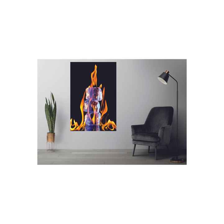 MAGNIFICENT BURNING ICE PAINTING on TEMPERED GLASS, a CHRISTMAS GIFT for YOUR LOVER