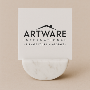 Porte-cartes de visite en marbre blanc unique en forme de demi-arche pour présentoir de bureau moderne, support de marque, décor de nom de bureau, pierre de qualité supérieure - Product Image 3