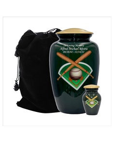 Baseball Lover's Cremation <b>Urn</b> Adult Size Baseball Personalized Funeral <b>Urn</b> with Matching Keepsake (<b>Large</b> Personalized) - Product Image 1