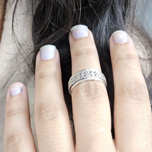 Bague fleur spinner bague en argent oxdé belle bague spinner - Product Image 2