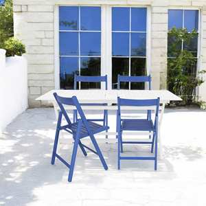 ชุดเก้าอี้สนาม WELL HOME รุ่น Baseline จำนวน 4 ตัว ทำจากไม้บีช พร้อมเคลือบสีน้ำเงิน สำหรับใช้ในบ้านและนอกบ้าน - Product Image 3