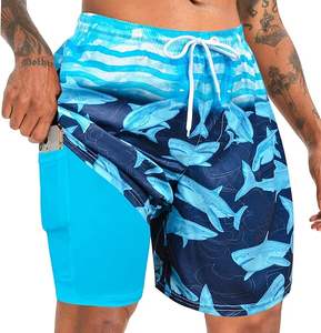 Vente en gros 2 en 1 séchage rapide compression maillot de bain pour hommes imprimé animal floral élastique mi imperméable OEM poches de rue florales - Product Image 5