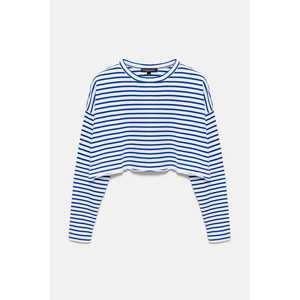 Blusa Corta Informal de Gran Tamaño con Cuello Redondo, Corte Holgado, Logotipo Frontal, 100% Algodón, Largo Corto - Product Image 4