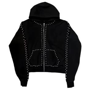 Sudadera con Capucha Unisex de Invierno, 100% Algodón, con Pedrería, Estampado Digital, Diseño Brillante de Cristales, Ropa Urbana, Venta al Por Mayor - Product Image 3