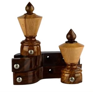 Vintage Look Stainless Steel and Wooden <b>Curtain</b> Bracket With Heavy Support Standard Brown & <b>Silver</b> <b>Curtain</b> Finials - Product Image 5