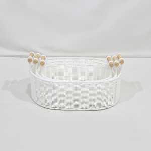 Eco-Friendly Plastic Woven Storage <b>Baskets</b> with <b>Handle</b> for Laundry Fruit and Vegetable Organization - Product Image 6