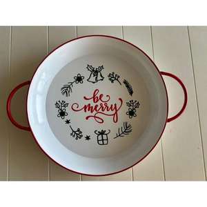 Grand plateau en émail bleu avec poignées Plateau décoratif pour la vaisselle Plateau à vaisselle en métal le plus tendance Plateaux d'appoint à bas prix - Product Image 4