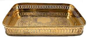 Plateau en métal de haute qualité avec poignées florales Ensembles d'ustensiles de cuisine antiques en laiton, assiettes de mariage, vaisselle, fabricant en gros, fournisseur - Product Image 2