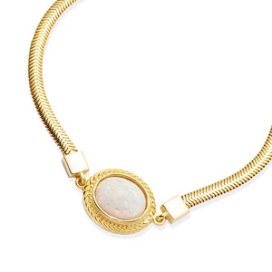 White Opal Oval <b>Charm</b> <b>Bracelet</b> Minimalist Turkish Wholesale Handcrafted 925 Sterling <b>Silver</b> Jewelry - Product Image 3