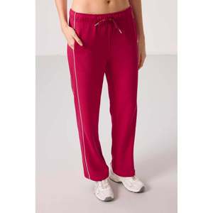 Pantalones Palazzo Anchos para Mujer Tommylife, con Paneles Laterales de Textura Suave - 94669 Negro - Rojo Viva - Product Image 2