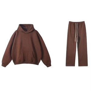 Ensemble deux pièces pour homme, sweat-shirt ample et pantalon de jogging, imprimé DTG, polaire écologique, taille plus, pour l'hiver - Product Image 1