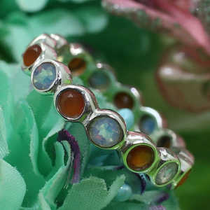 Anillo de plata esterlina 925 romántico al por mayor con cornalina natural y piedras preciosas de opalita corte ovalado granate chapado en rodio joyería fina - Product Image 2